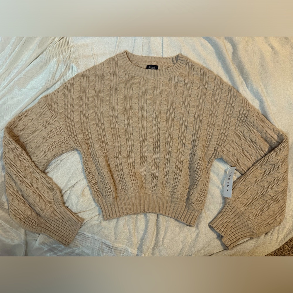 Beverly & Beck Fawn Cable Stitch Sweater — Brand New, Unworn — SML SIZE